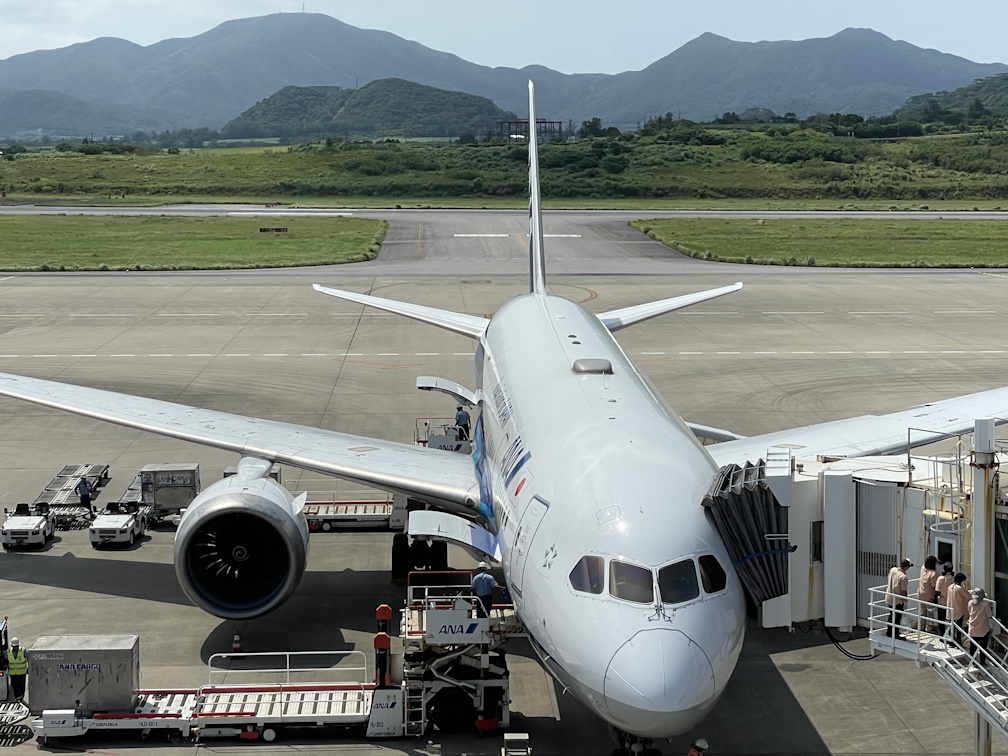 石垣空港に到着したNH91便