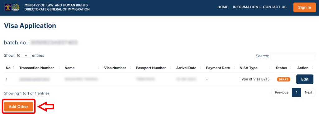 インドネシア入管 e-Visa 公式サイト ビザ申請 管理画面
