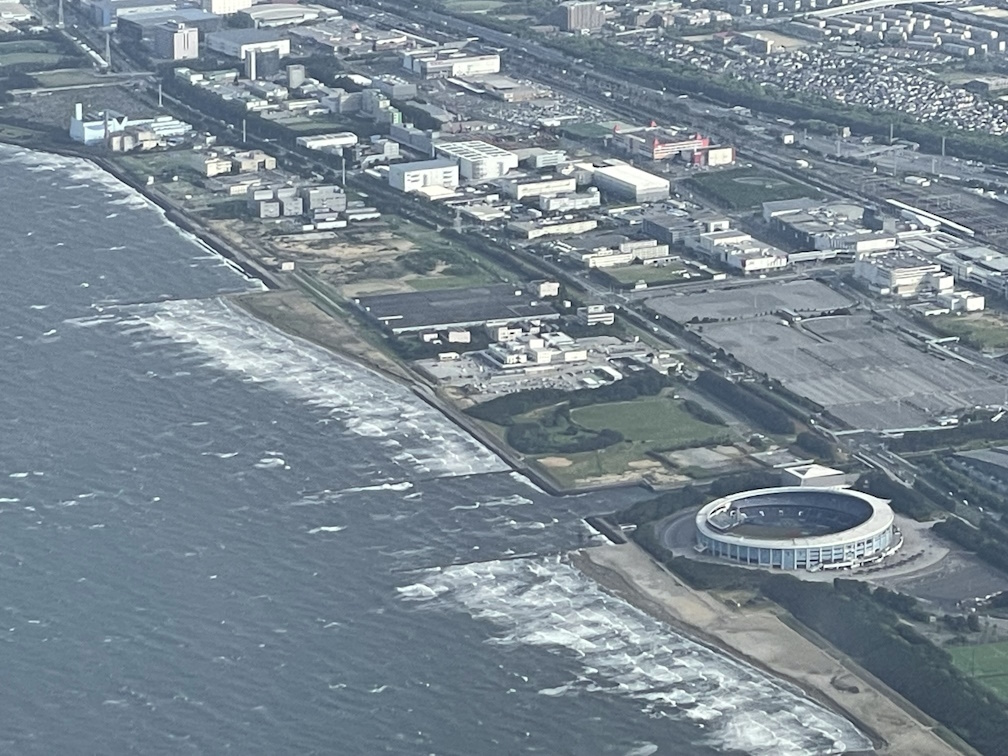 機内から見るZOZOマリンスタジアム