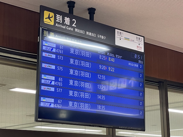 到着案内の表示