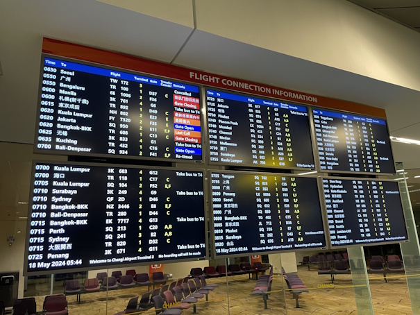 時系列の出発便案内